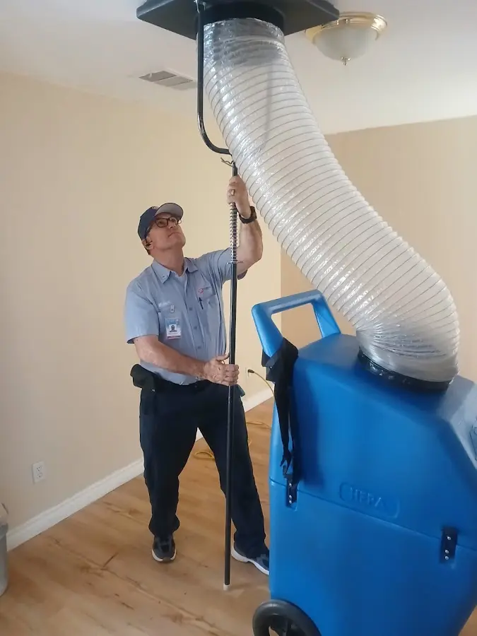 Mini Split Installation technician using HEPA equipment in Anaheim